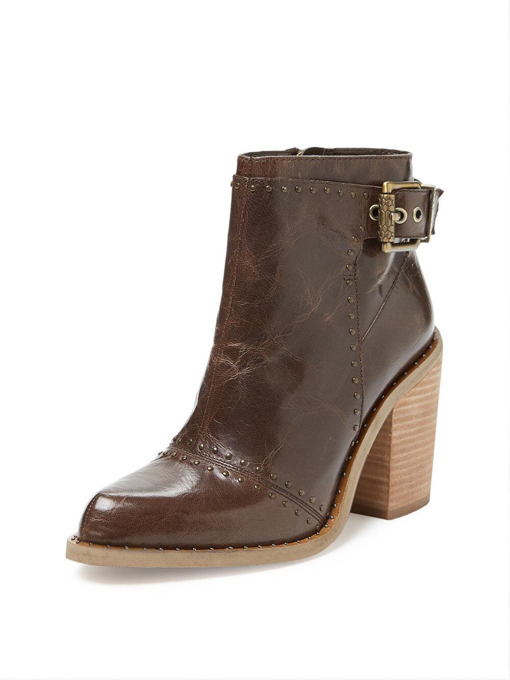 Luxury Rebel •Maggie• Studded Bootie 6M Fumo Brown Leather